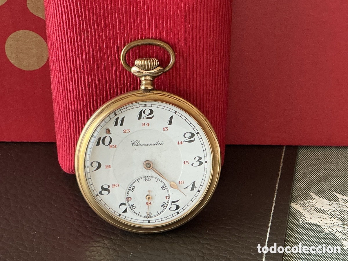 Relojes de bolsillo: Reloj de bolsillo Suizo Cron&oacute;metro Adolphe Rastkopf (MGBM) c.1915 chapado oro