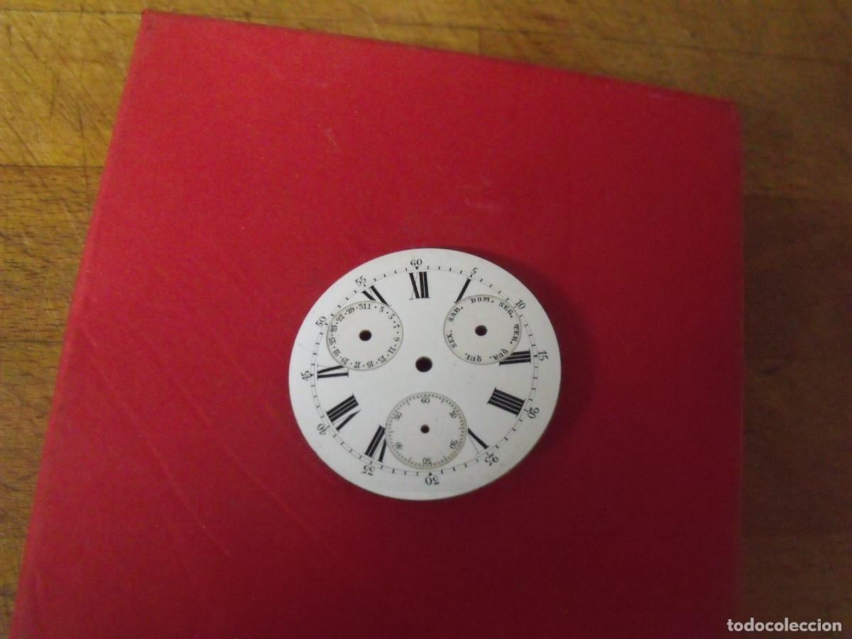 Relojes de bolsillo: ANTIGUA ESFERA NUEVA EN PORCELANA PARA RELOJ BOLSILLO-CALENDARIO-A&Ntilde;O 1910-LOTE 259-98