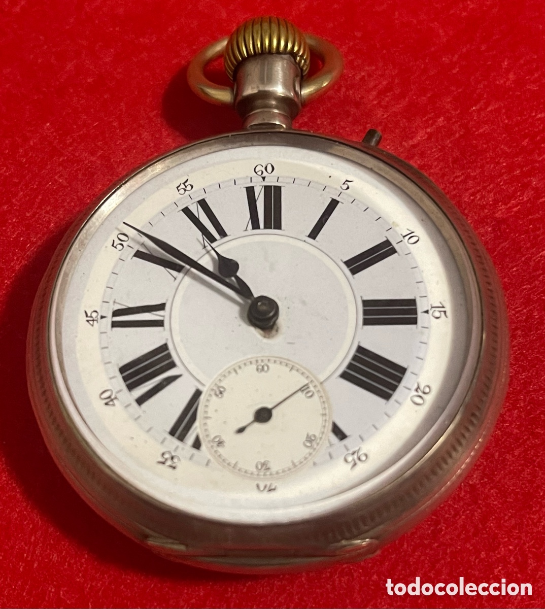 Relojes de bolsillo: Antiguo Reloj De Bolsillo, semi Goliat, en plata de ley. Funcionando