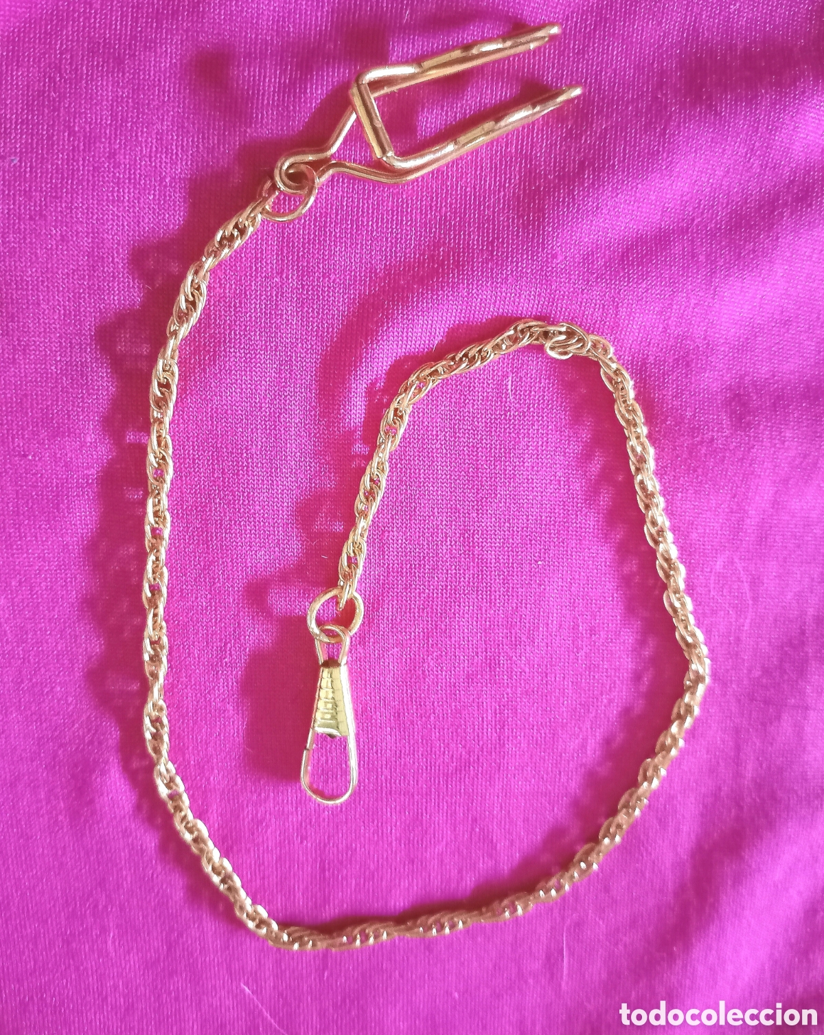 Relojes de bolsillo: Leontina, cadena para reloj de trenzada dorada. 37cm aprox L. Muy bonita