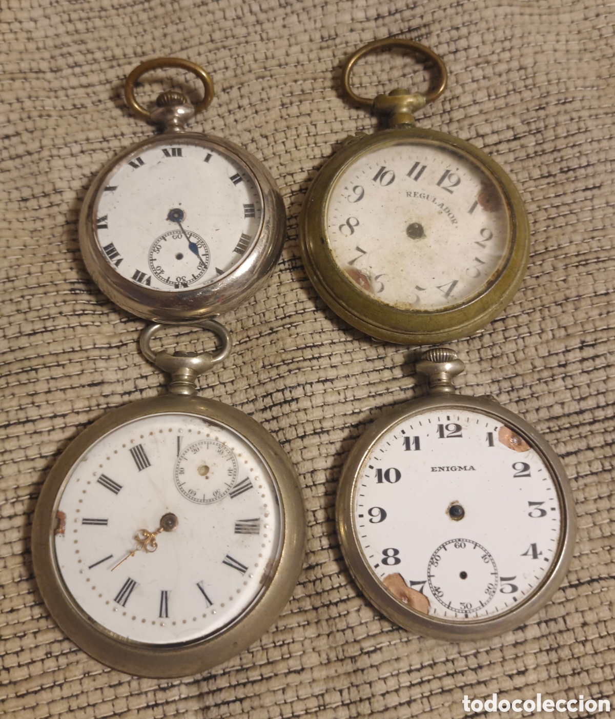 Relojes de bolsillo: Lote barato 4 relojes de bolsillo para reparar o piezas