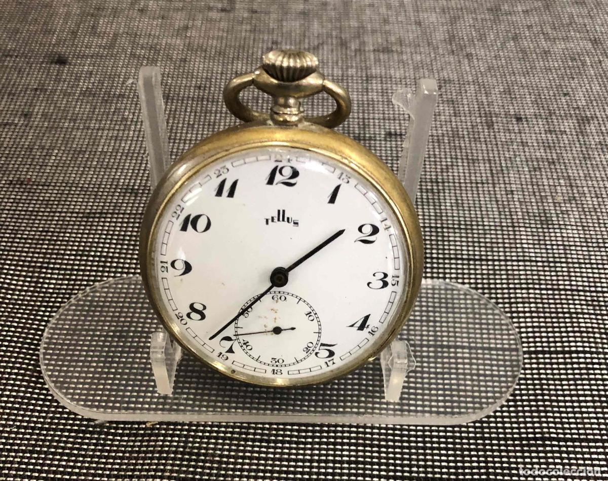 Relojes de bolsillo: RELOJ DE BOLSILLO MARCA TELLUS SWISS MADE. 15 JEWELS. FUNCIONA