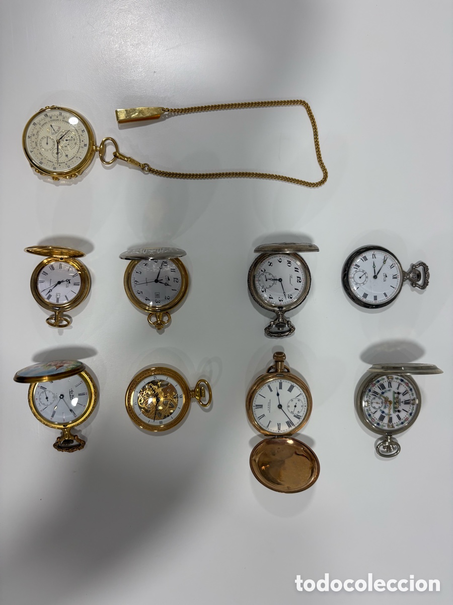 Relojes de bolsillo: Lote colecci&oacute;n 10 relojes de bolsillo antiguos&ndash; Aerowatch, Waltham, Citizen, Lotus, Viceroy