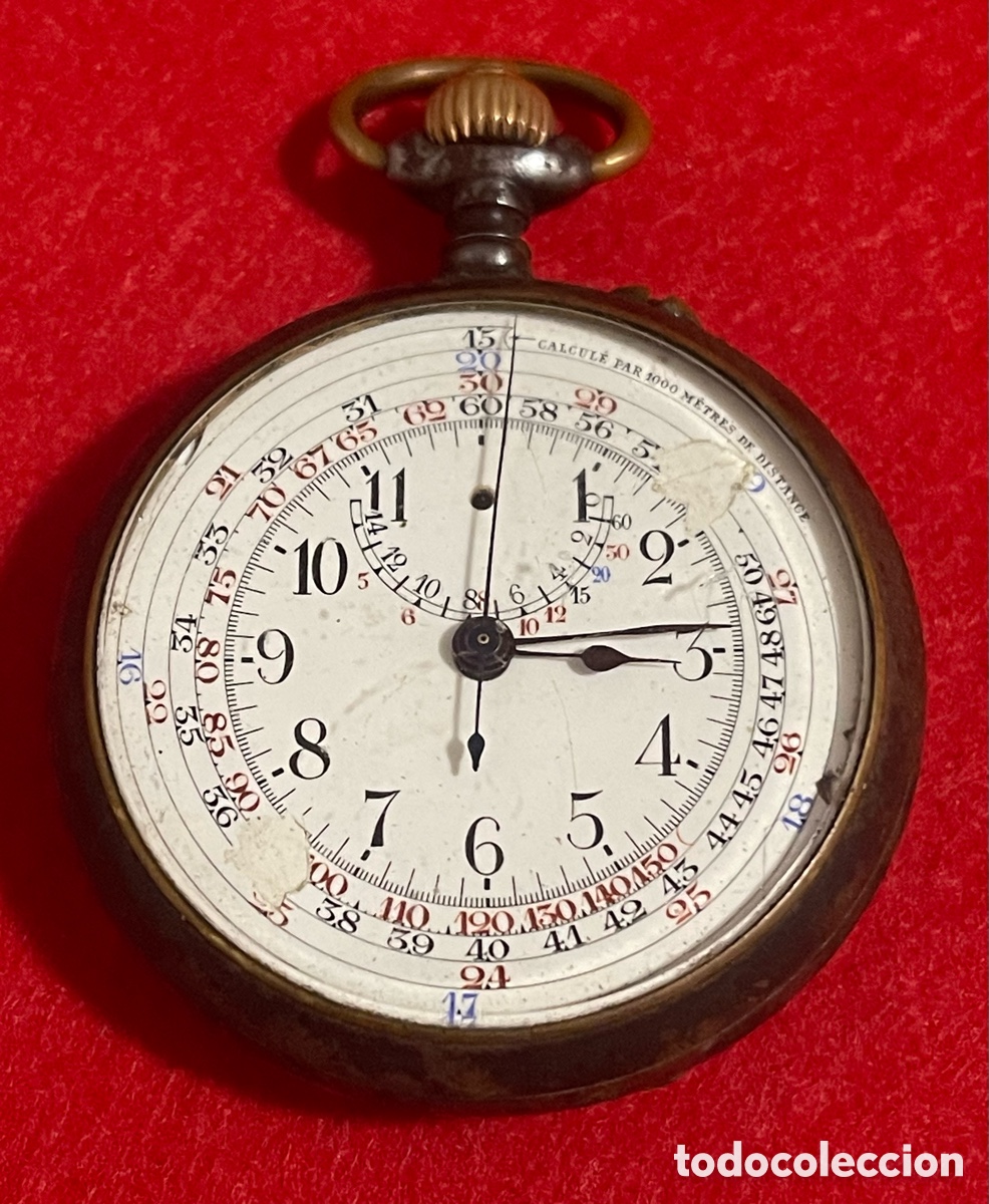 Relojes de bolsillo: Antiguo Reloj De Bolsillo en metal pavonado. Funcionando solo el reloj.