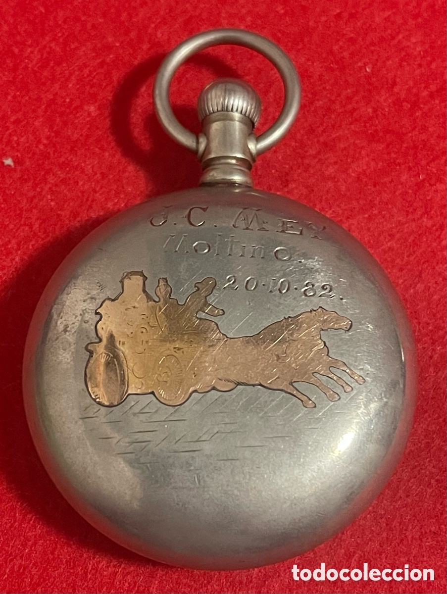 Relojes de bolsillo: Antiguo Reloj De Bolsillo con plaquita de oro, American Waltham. Funcionando