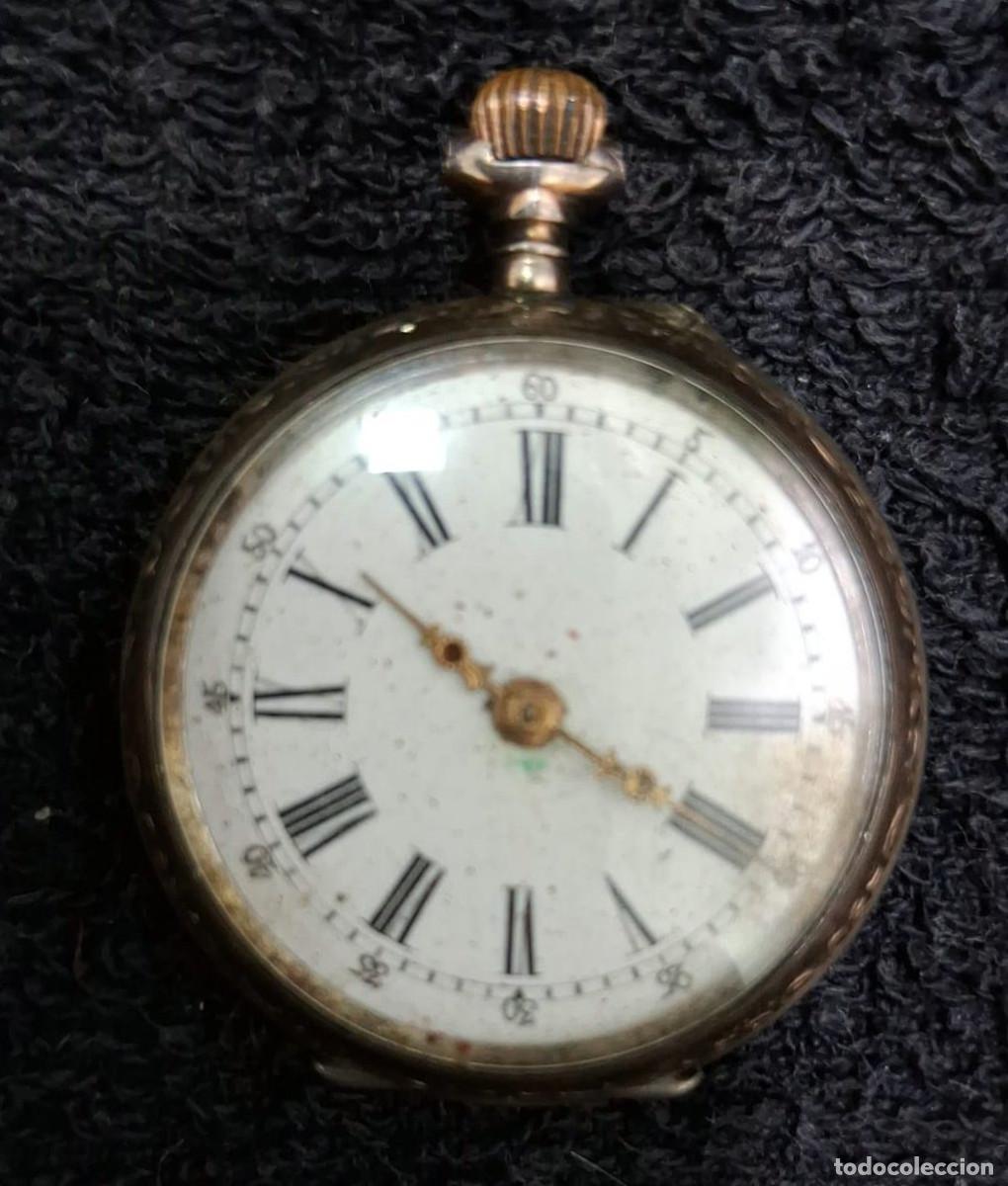 Relojes de bolsillo: Reloj de bolsillo antiguo de plata maciza 800 - Sistema Cilindro 10 Rub&iacute;s - Ca. 1900