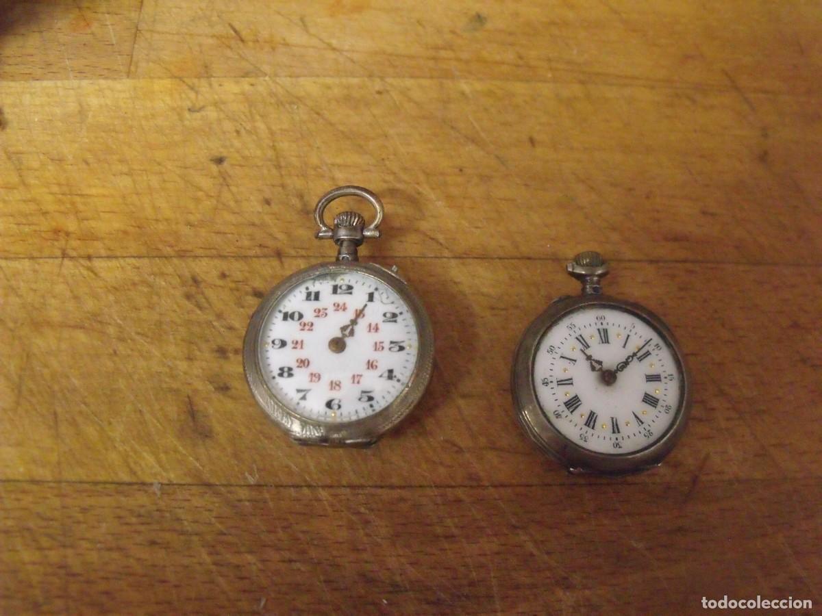 Relojes de bolsillo: 2 ANTIGUOS RELOJES BOLSILLO/COLGAR EN PLATA PUNZONADA-LOTE 259-99