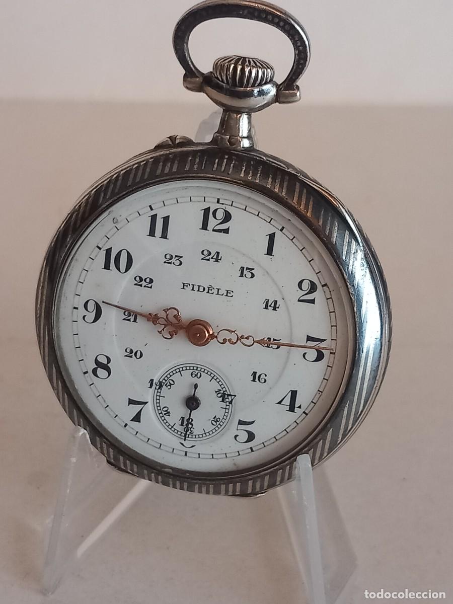 Relojes de bolsillo: Reloj de bolsillo FIDELE en plata nielada