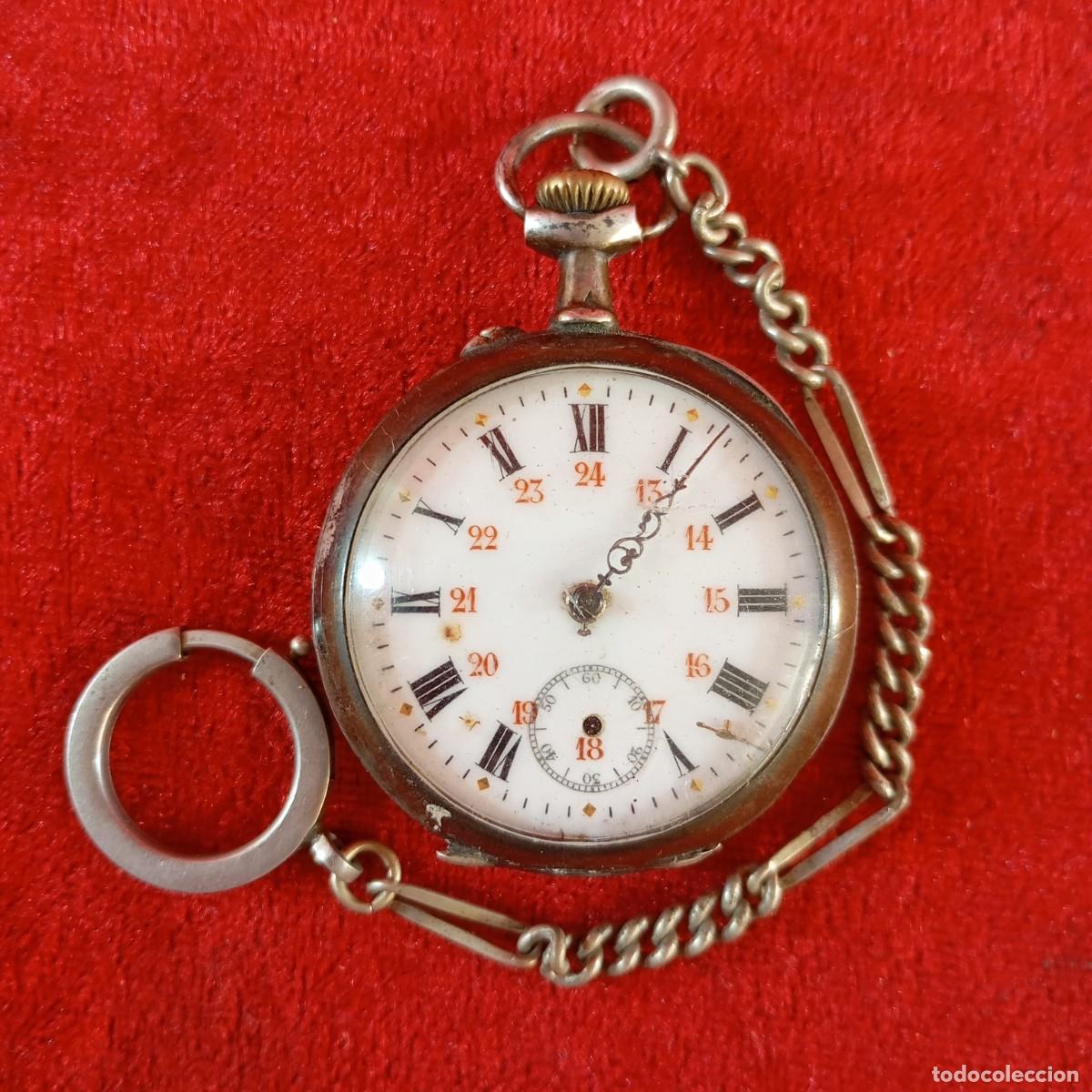 Relojes de bolsillo: PRECIOSO RELOJ DE BOLSILLO CON CAJA DE PLATA C. 1900 - LEOTINA INCLUIDA - SE DESCONOCE ESTADO / 3225