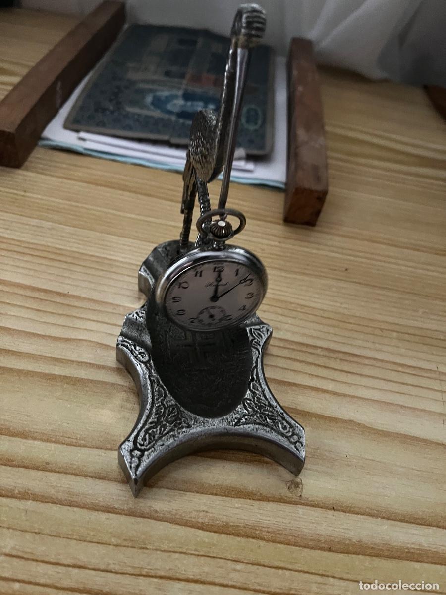 Relojes de bolsillo: Reloj de bolsilho com suporte forma de cisne marca record cuerda