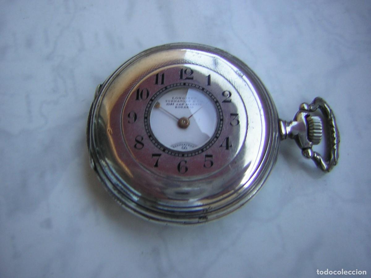 Relojes de bolsillo: RELOJ DE BOLSILLO LONGINES DEMI-HUNTER PLATA MACIZA A&Ntilde;O 1910