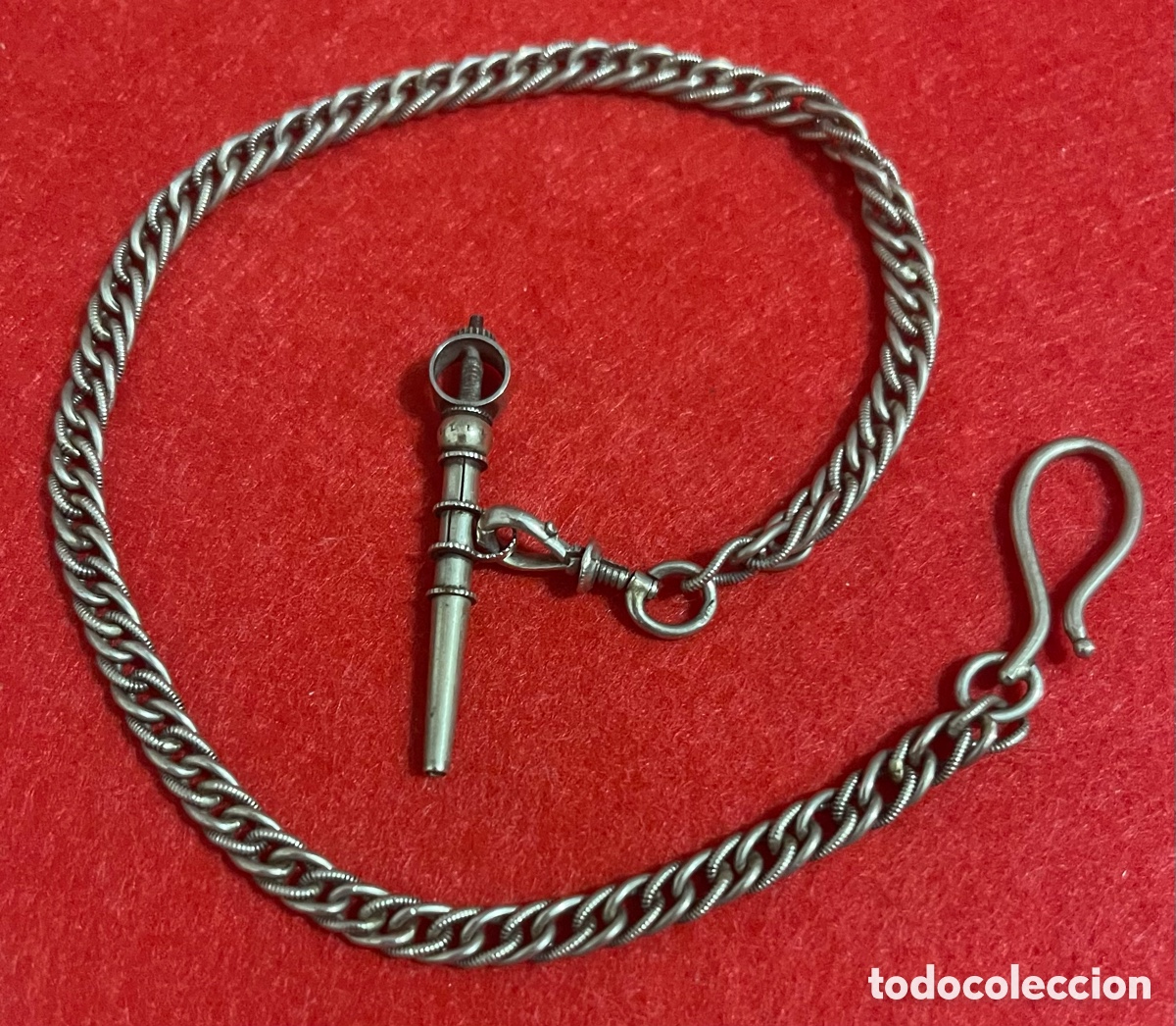 Relojes de bolsillo: Antigua leontina con llave, para Reloj De Bolsillo
