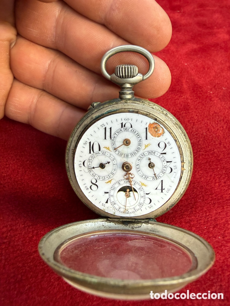 Relojes de bolsillo: Espectacular reloj bolsillo estilo Lepine(Fase lunar)!
