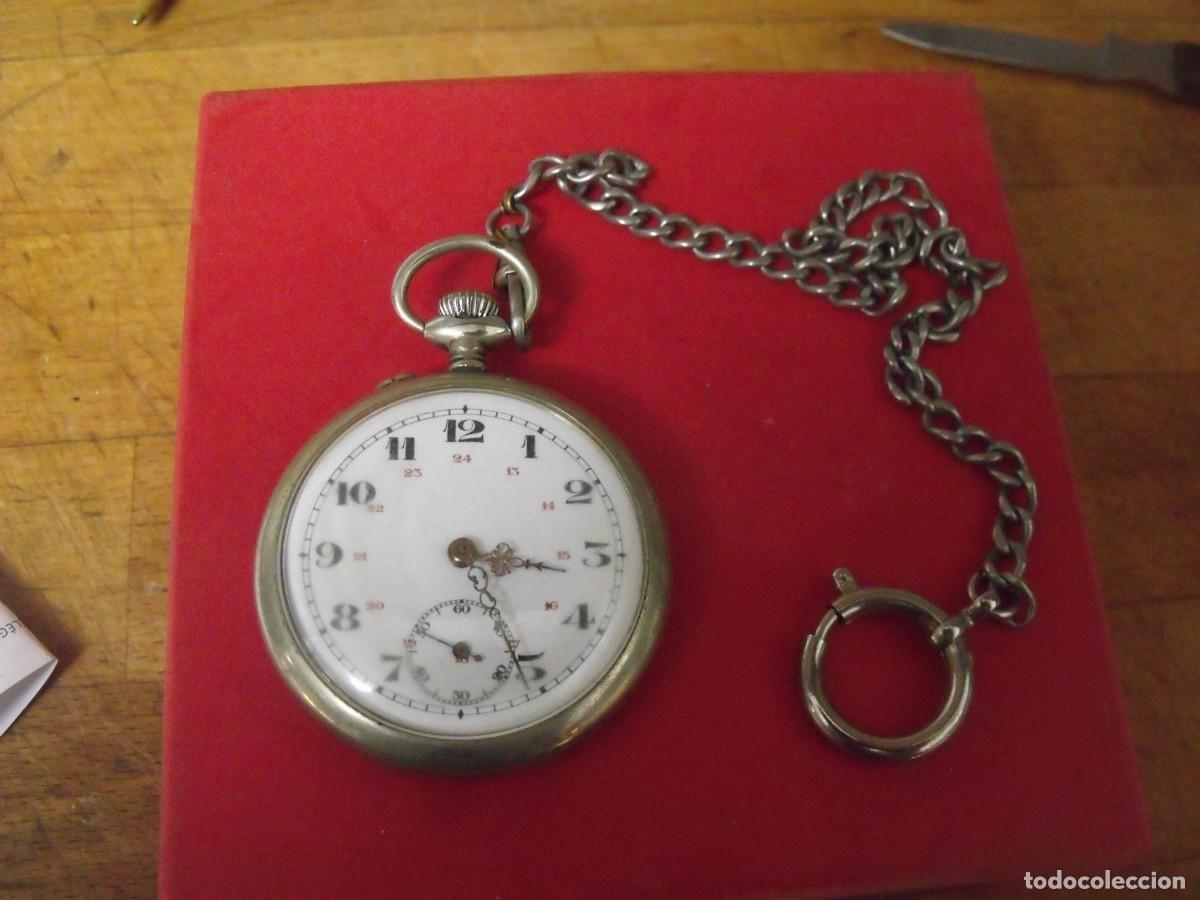 Relojes de bolsillo: ANTIGUO RELOJ BOLSILLO EN ARGENTAN-A&Ntilde;O 1920-LOTE 259-100-FUNCIONA-LEONTINA EPOCA