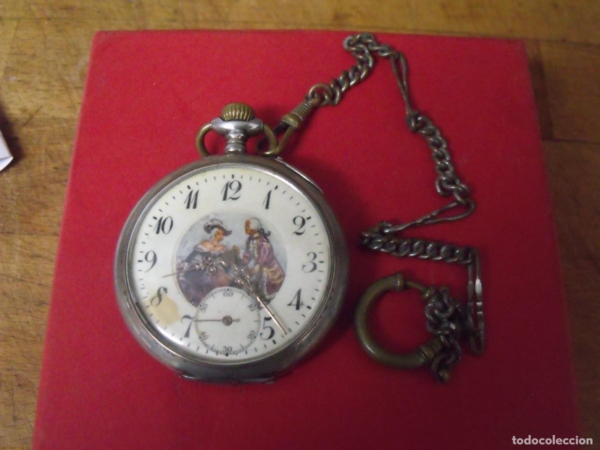 Relojes de bolsillo: ANTIGUO RELOJ BOLSILLO PLATA PUNZONADA 800-A&Ntilde;O 1890-ESFERA PINTADA-LOTE 259-100-FUNCIONA-LEONTINA