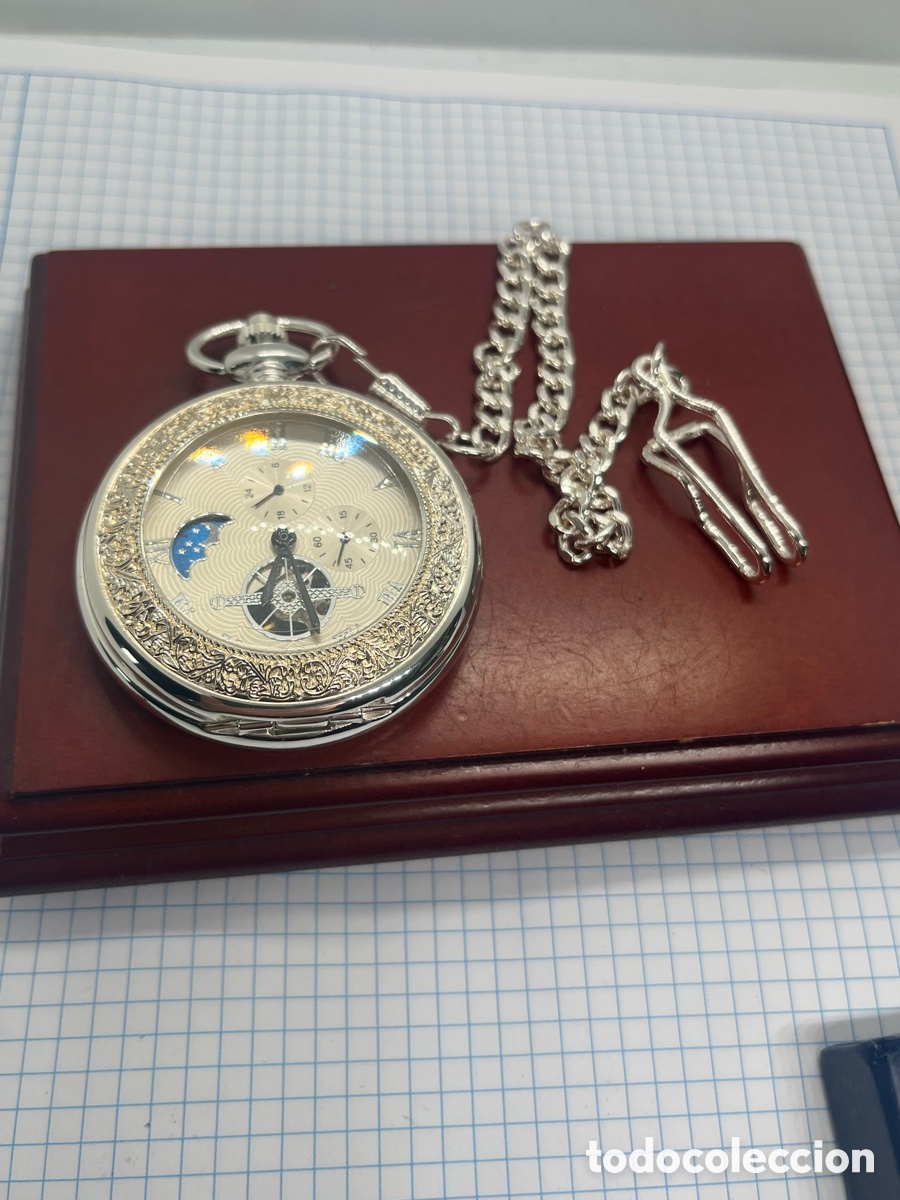 Relojes de bolsillo: Reloj de bolsillo de cuerda manual con leontina funciona sin uso