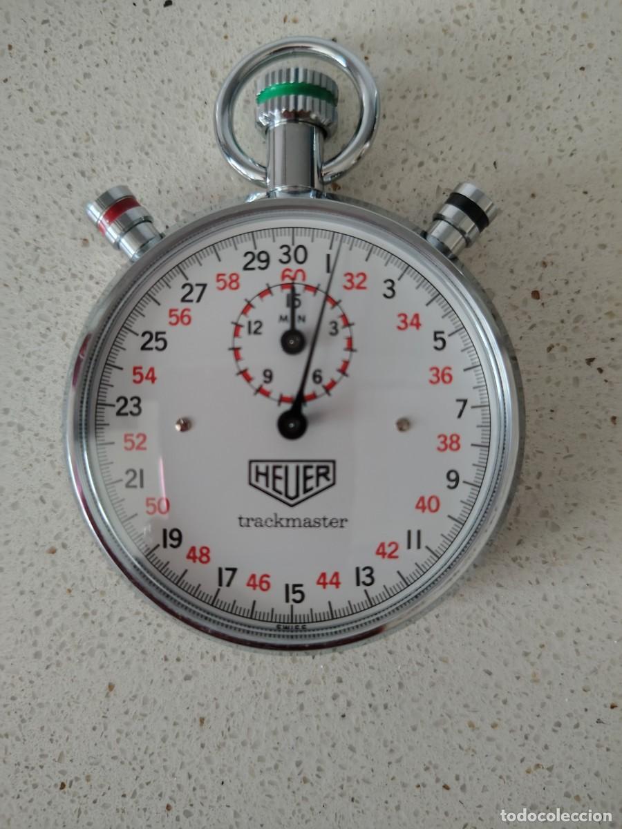 Relojes de bolsillo: cron&oacute;metro mec&aacute;nico cl&aacute;sico Heuer Trackmaster de los a&ntilde;os 70. Fabricaci&oacute;n Suiza