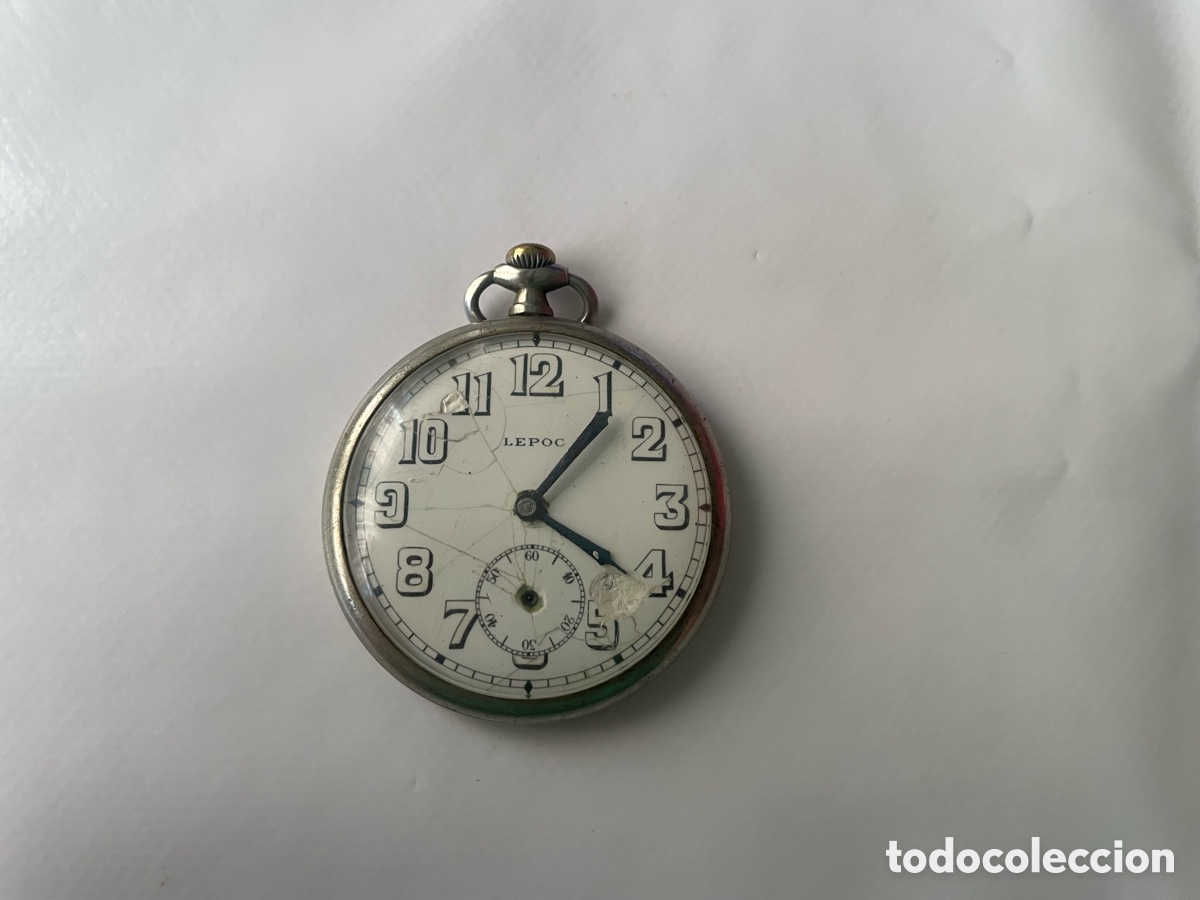 Relojes de bolsillo: Lepoc, reloj de bolsillo antiguo, 15 Jewels - No funciona, esfera agrietada