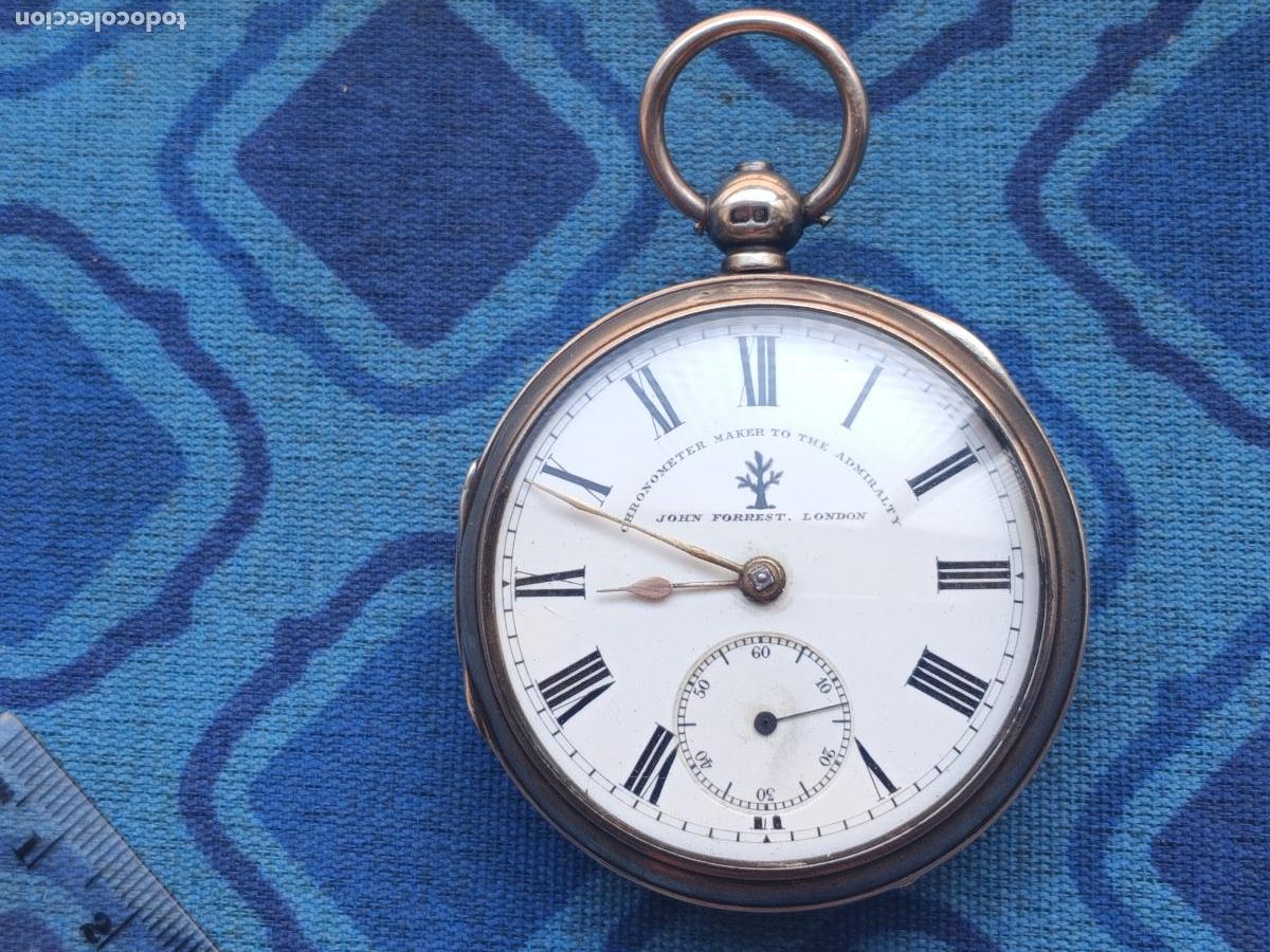 Relojes de bolsillo: Excelente reloj semicatalino ingl&eacute;s de plata John Forrest, London, maker to the Admirality