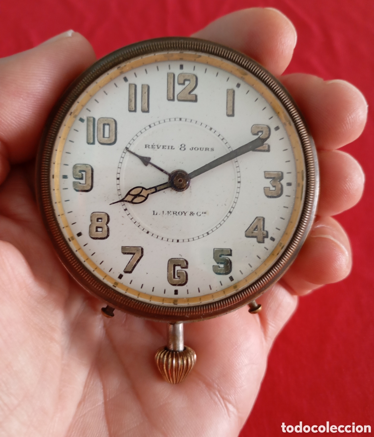 Relojes de bolsillo: L Leroy Cie Reveil 8 Jours despertador soneria 65mm Reloj mec&aacute;nico a reparar Circa 1910
