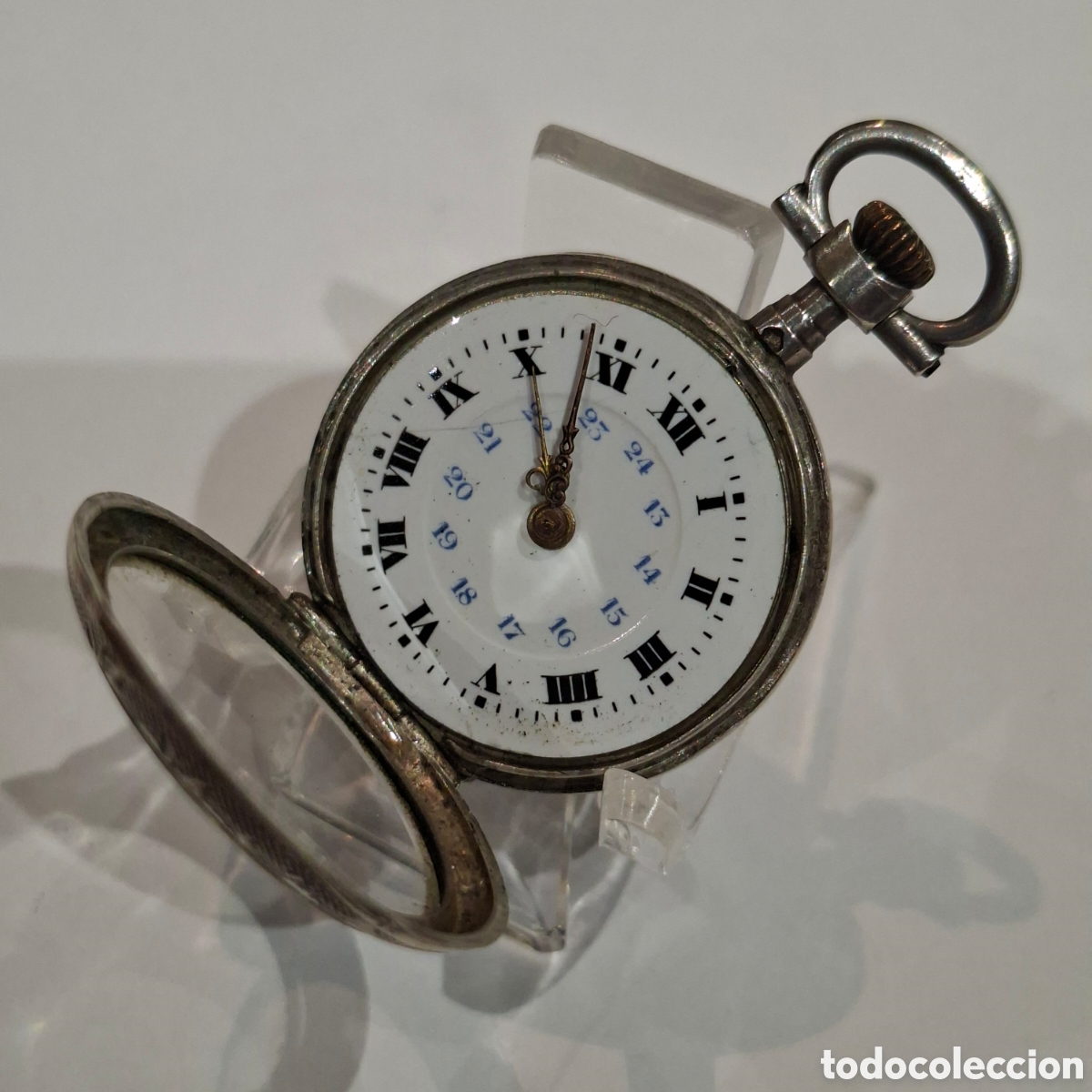 Relojes de bolsillo: Antiguo Reloj de Bolsillo Saboneta Suizo. Plata Maciza .800 Galonn&eacute; Oro. Circa 1900. Funciona