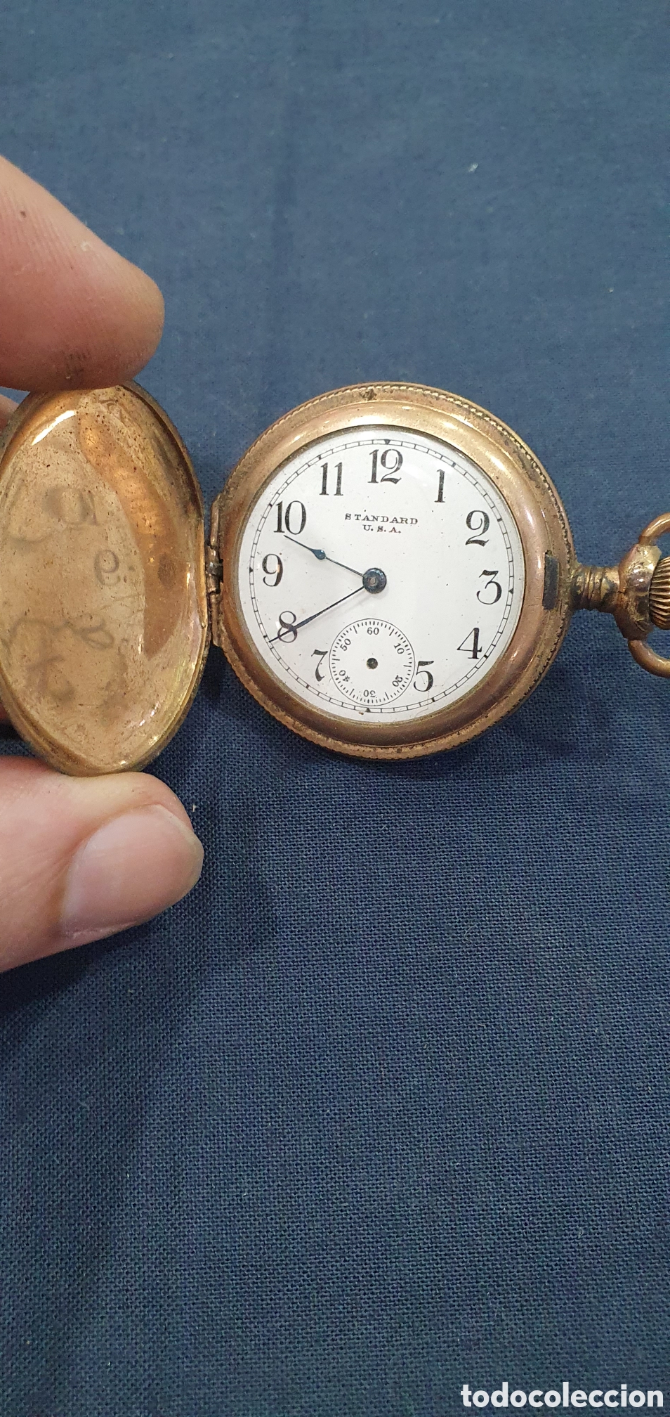 Rel&oacute;gios de bolso: Reloj de bolsillo de 3 tapas chapado en oro. Standart USA. (L135)