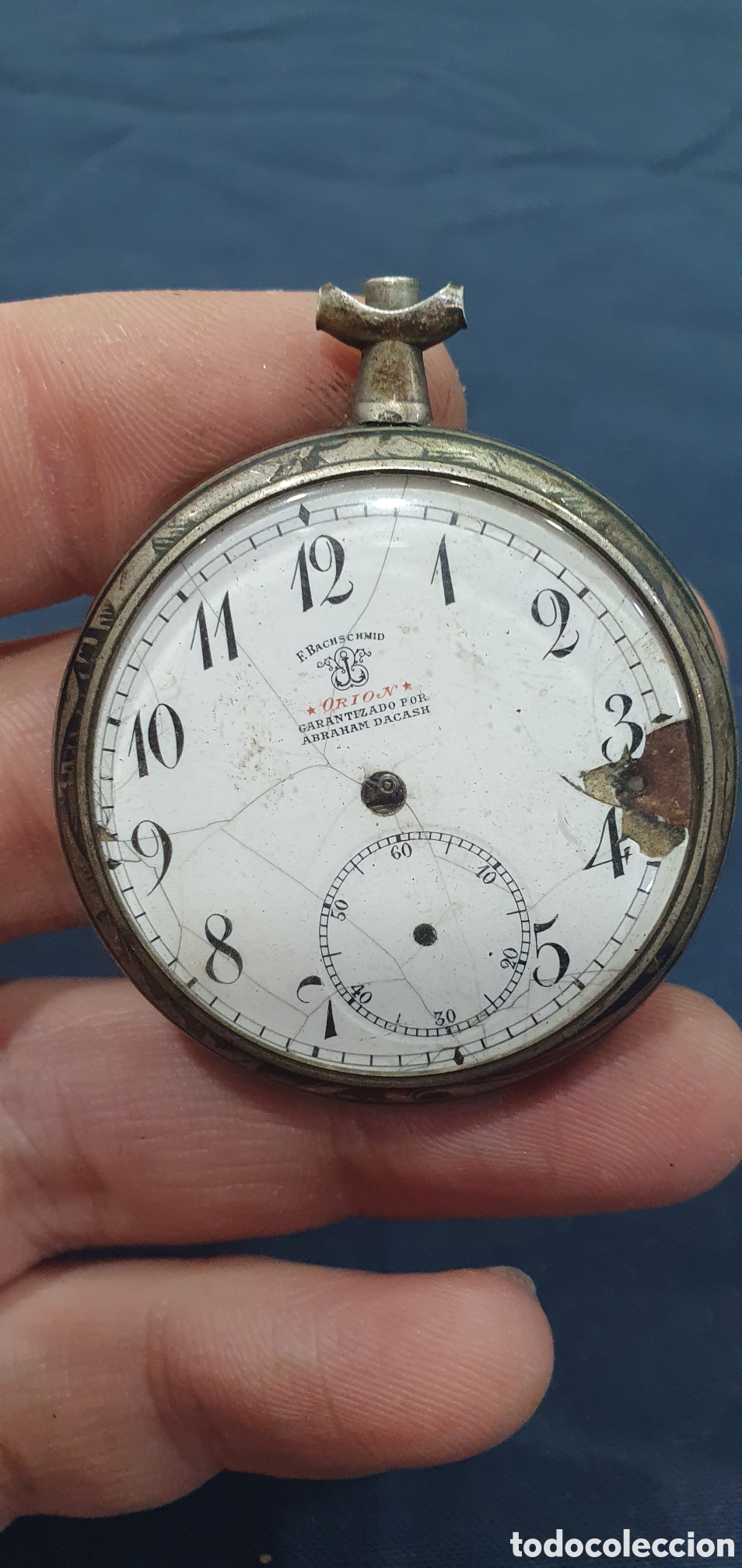 Pocket watches: Antiguo reloj en plata nielada. (L135)
