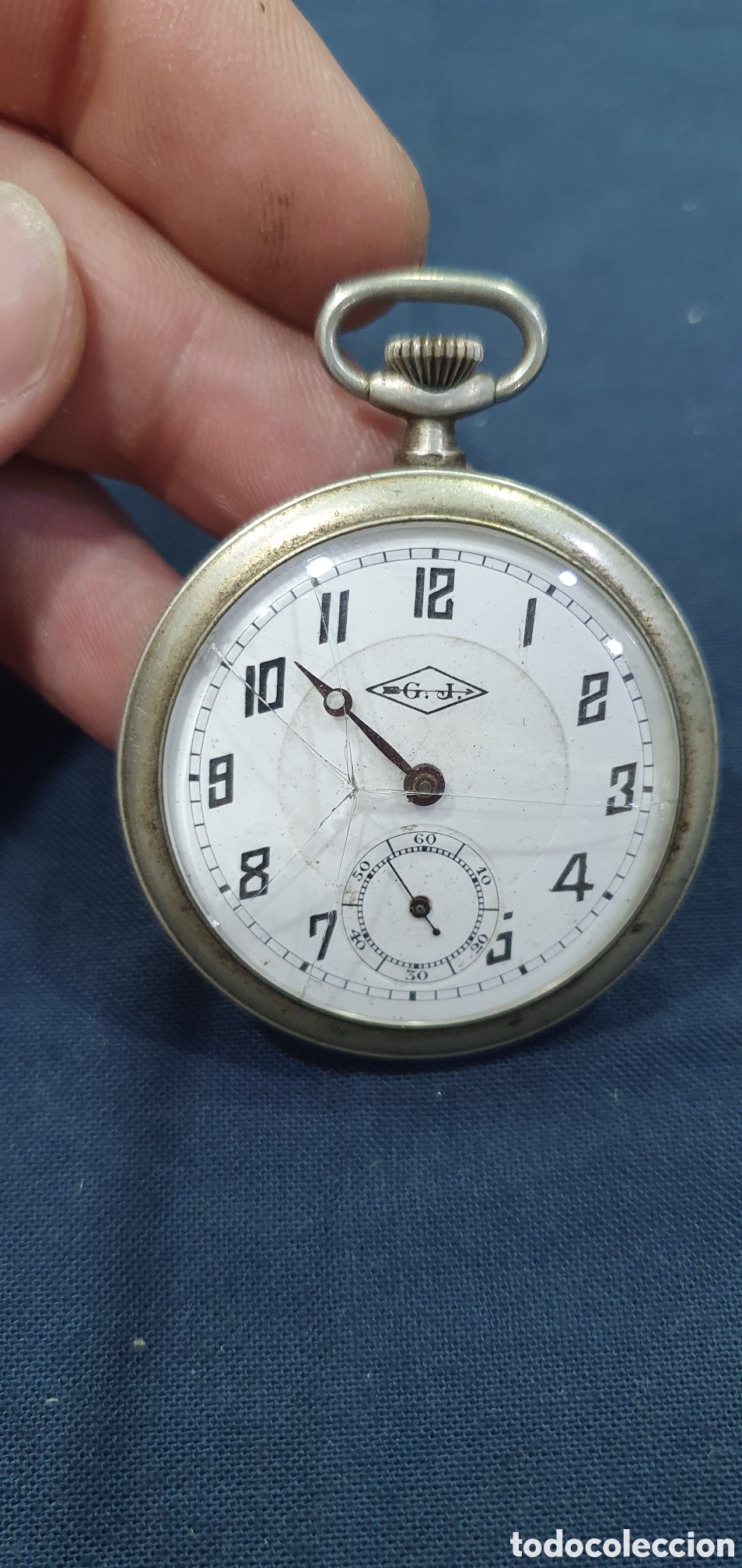 Pocket watches: Reloj de bolsillo GJ Art Dec&oacute; con caja en plata. (L135)
