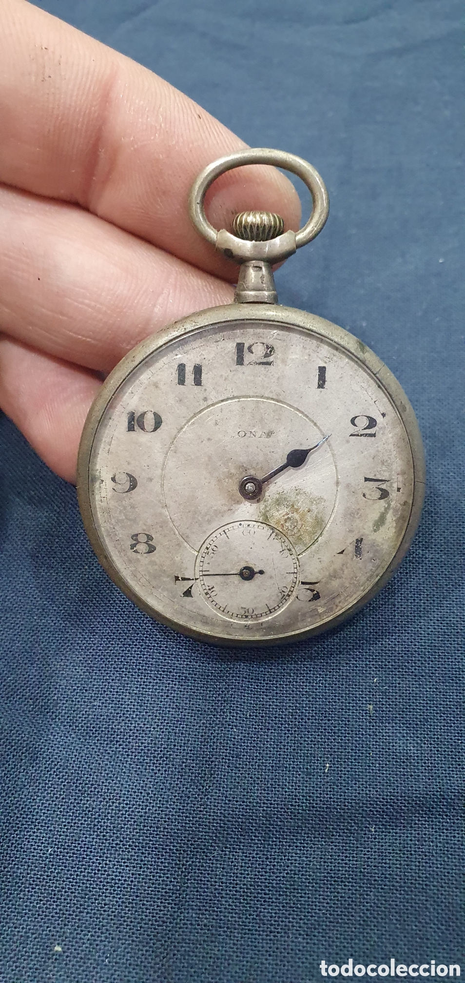 Pocket watches: Reloj de bolsillo ONA con caja en plata de ley. (L135)