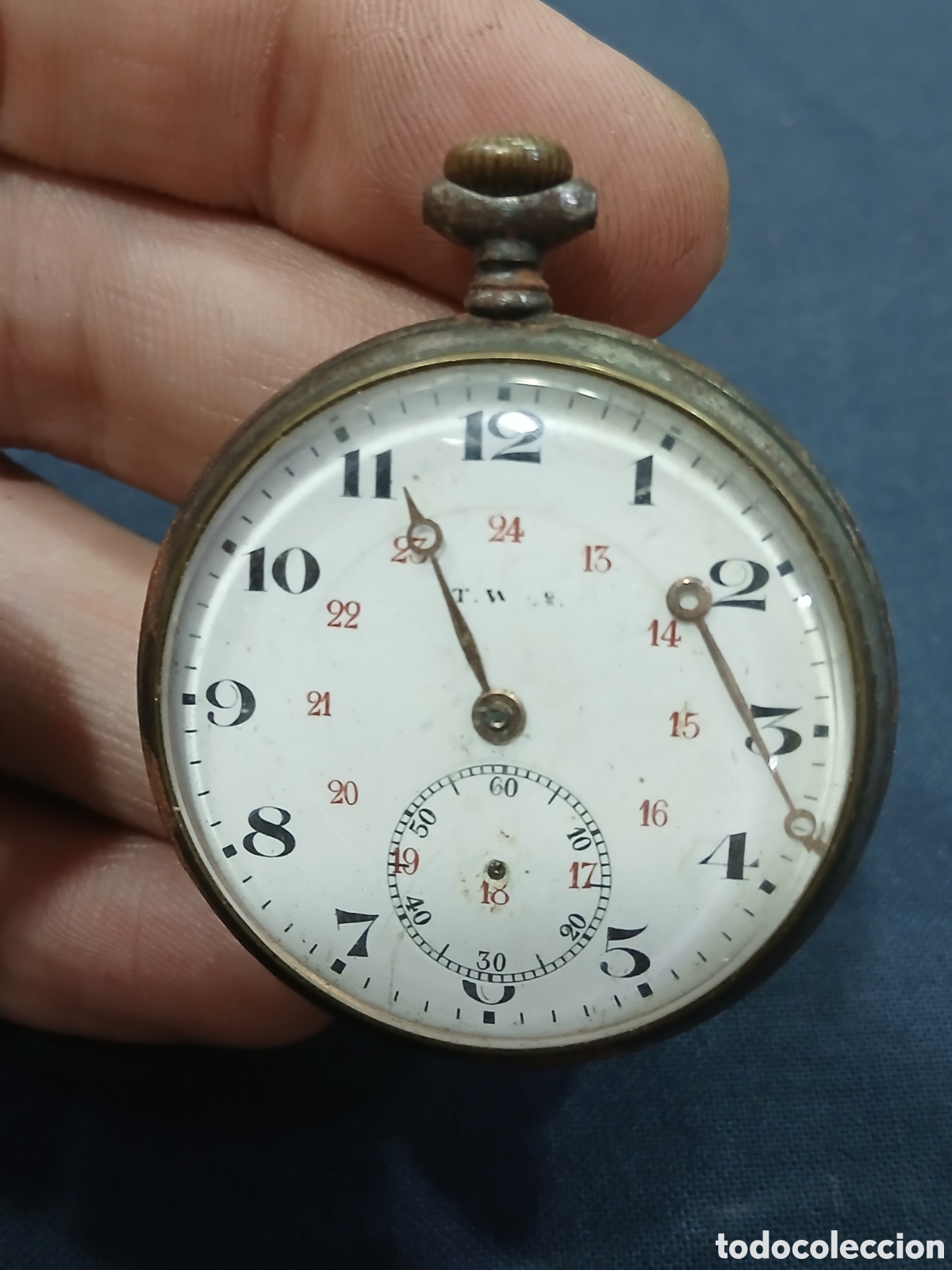 Pocket watches: Antiguo reloj de bolsillo pavonado. (L134)