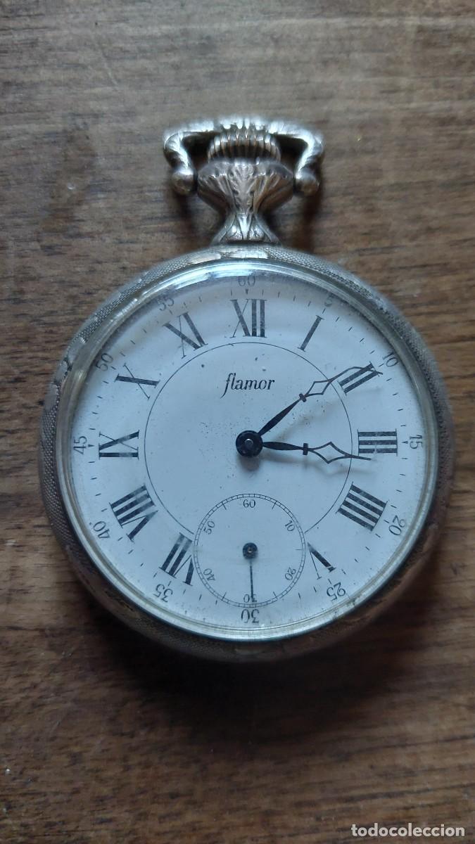 Relojes de bolsillo: Antiguo relog de bolsillo de plata Flamor art nouveau Funciona