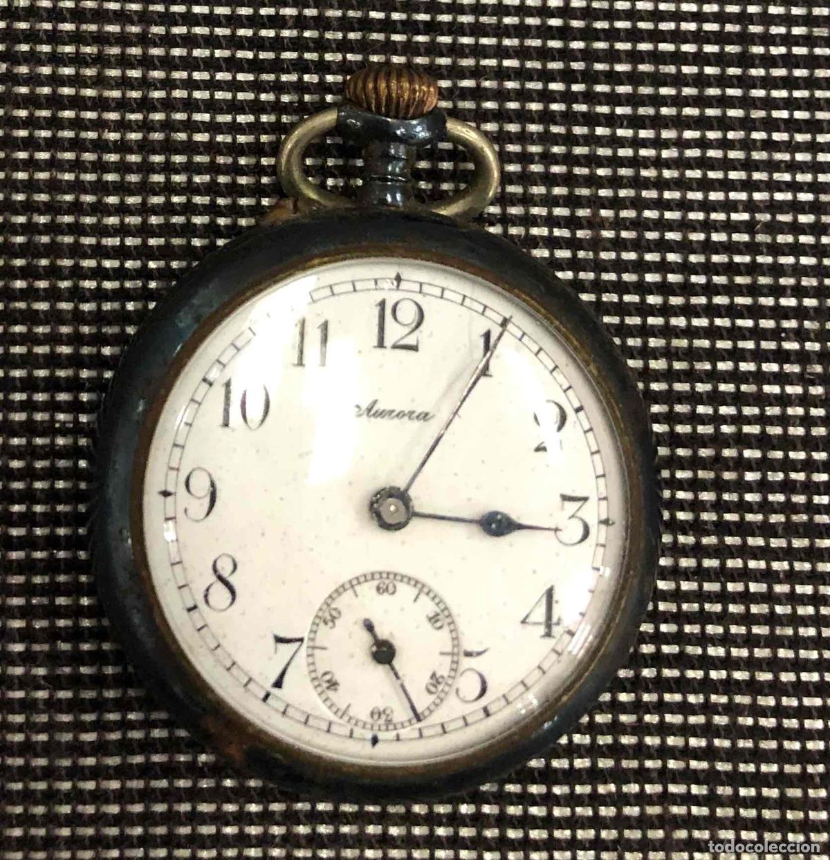 Relojes de bolsillo: RELOJ DE BOLSILLO MARCA AURORA. FUNCIONA. INICIALES EN PARTE TRASERA