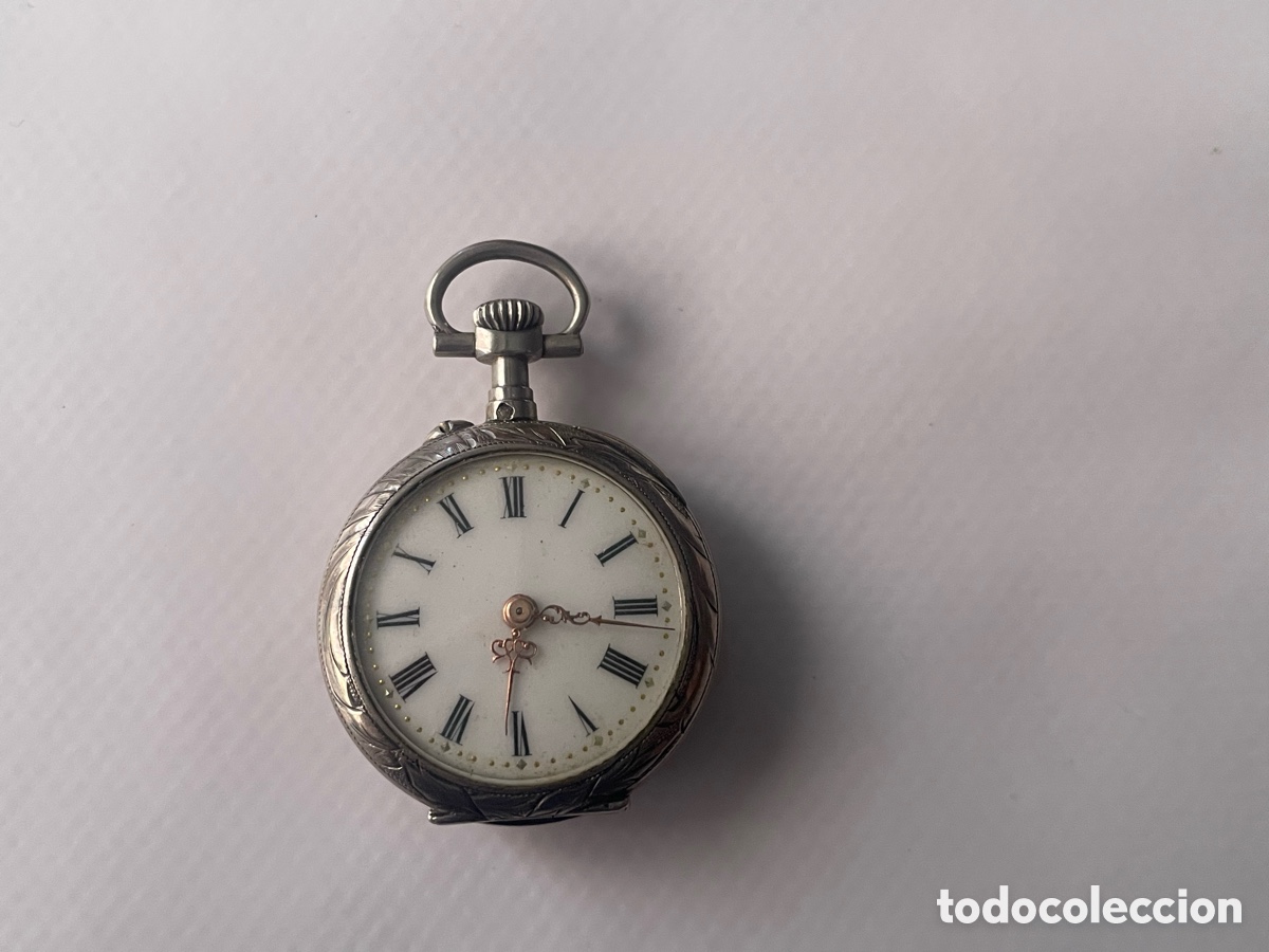 Relojes de bolsillo: Reloj colgante de plata LeCoultre & Cie, ley 800, funciona