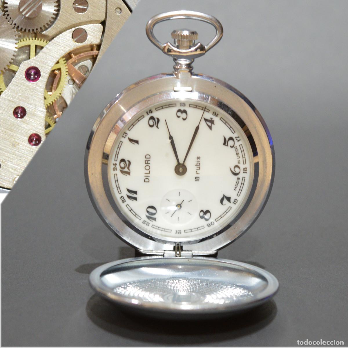 Relojes de bolsillo: ANTIGUO RELOJ DE BOLSILLO RUSO DILORD 18 RUBIS MADE IN USSR MEC&Aacute;NICO