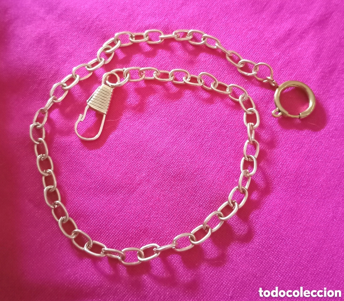 Relojes de bolsillo: Leontina cadena de reloj de bolsillo de eslabones cruzados con cierre de muelle de anilla dorada