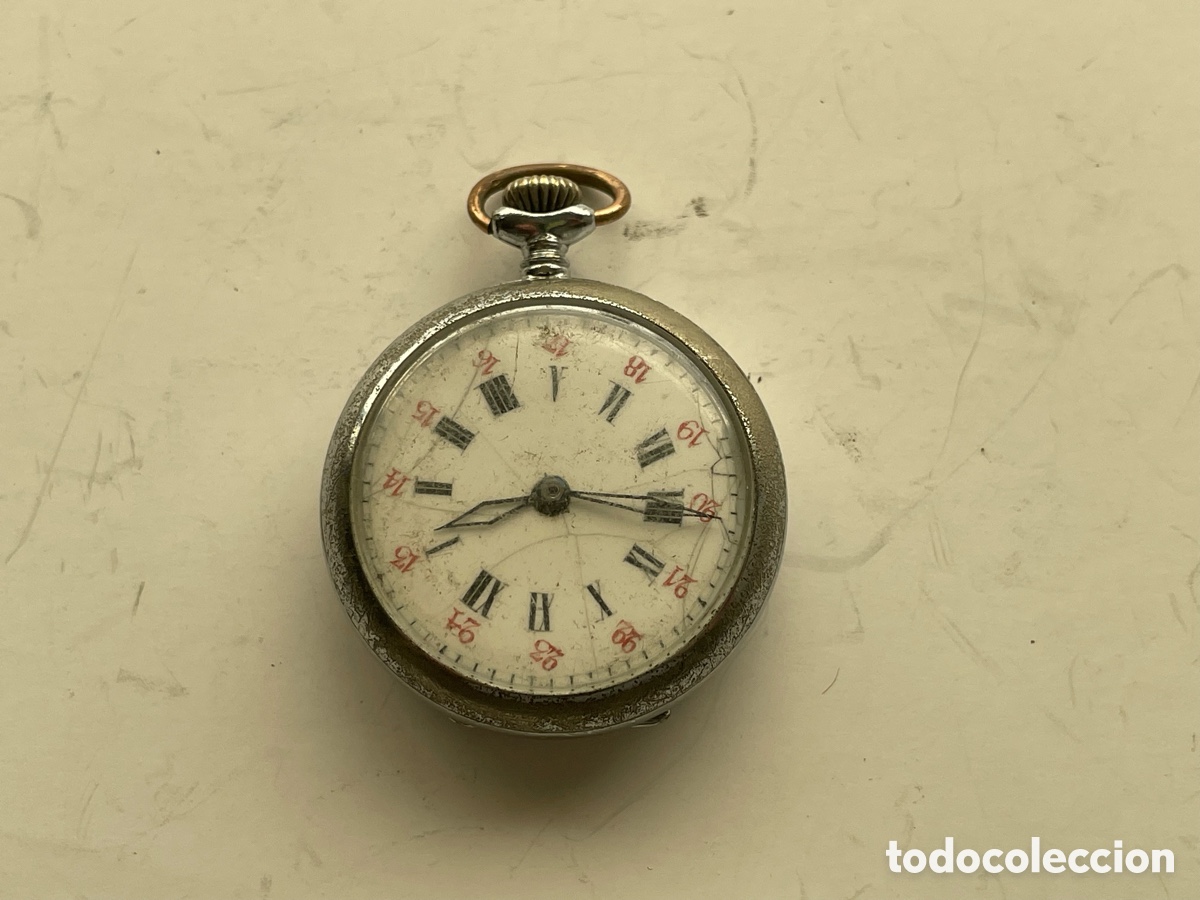 Relojes de bolsillo: Reloj de bolsillo peque&ntilde;o Nickel Chrome - para piezas o reparar
