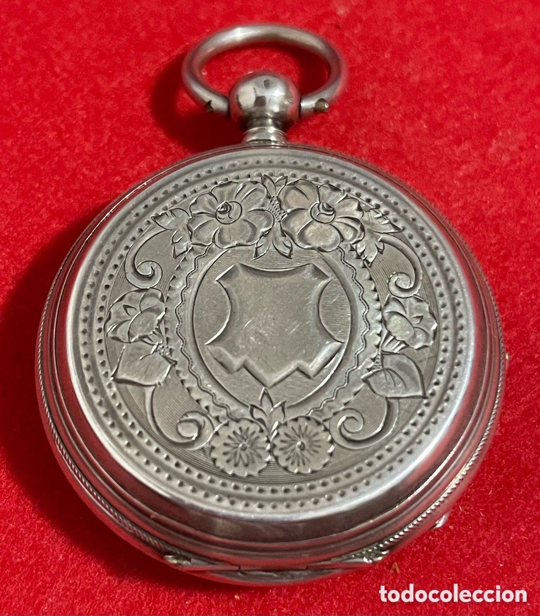 Relojes de bolsillo: Antiguo Reloj De Bolsillo, de 3 tapas, en plata de ley contrastada. Funcionando