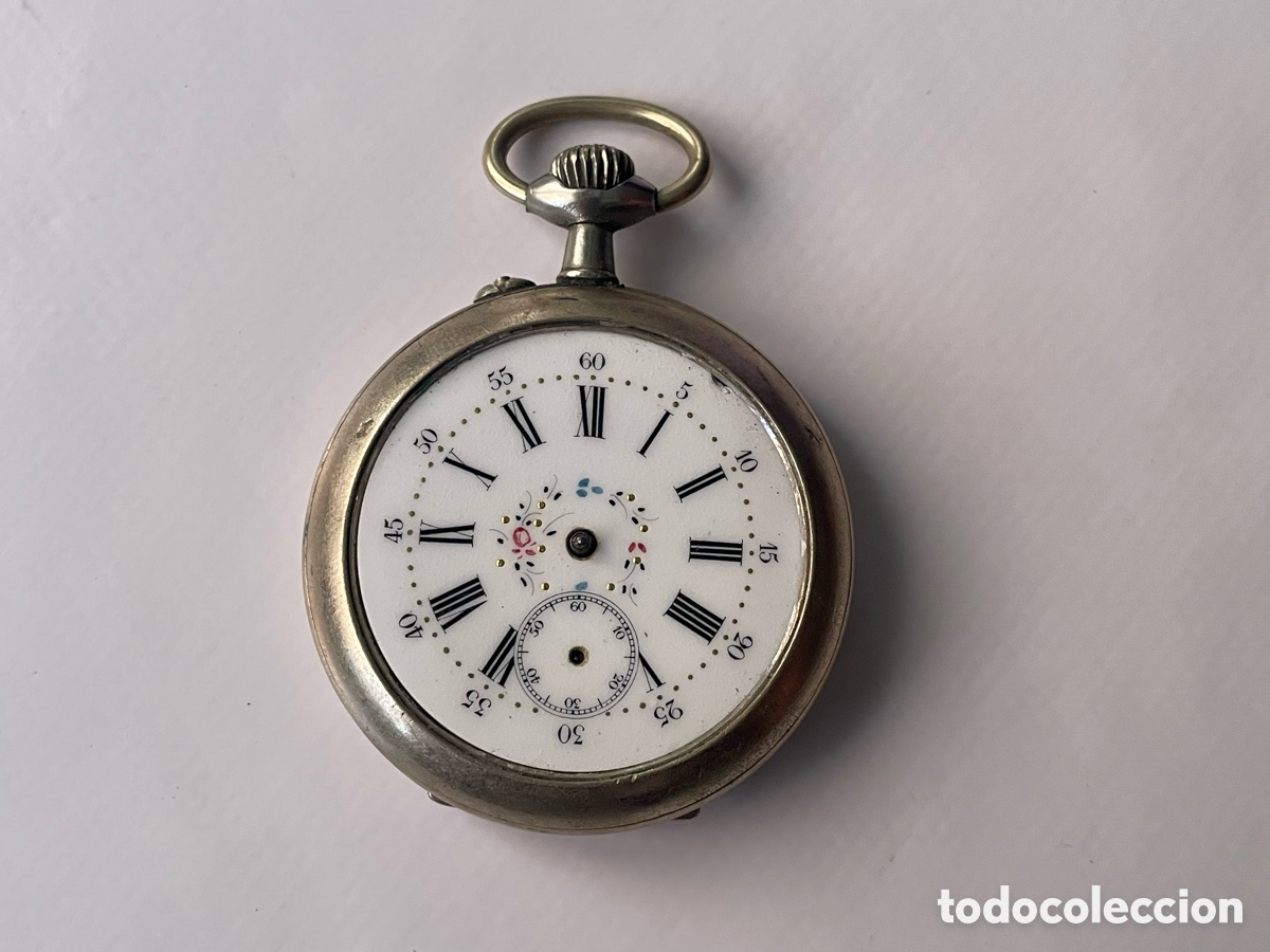 Relojes de bolsillo: Reloj de bolsillo antiguo, esfera romana, 47 mm, para piezas