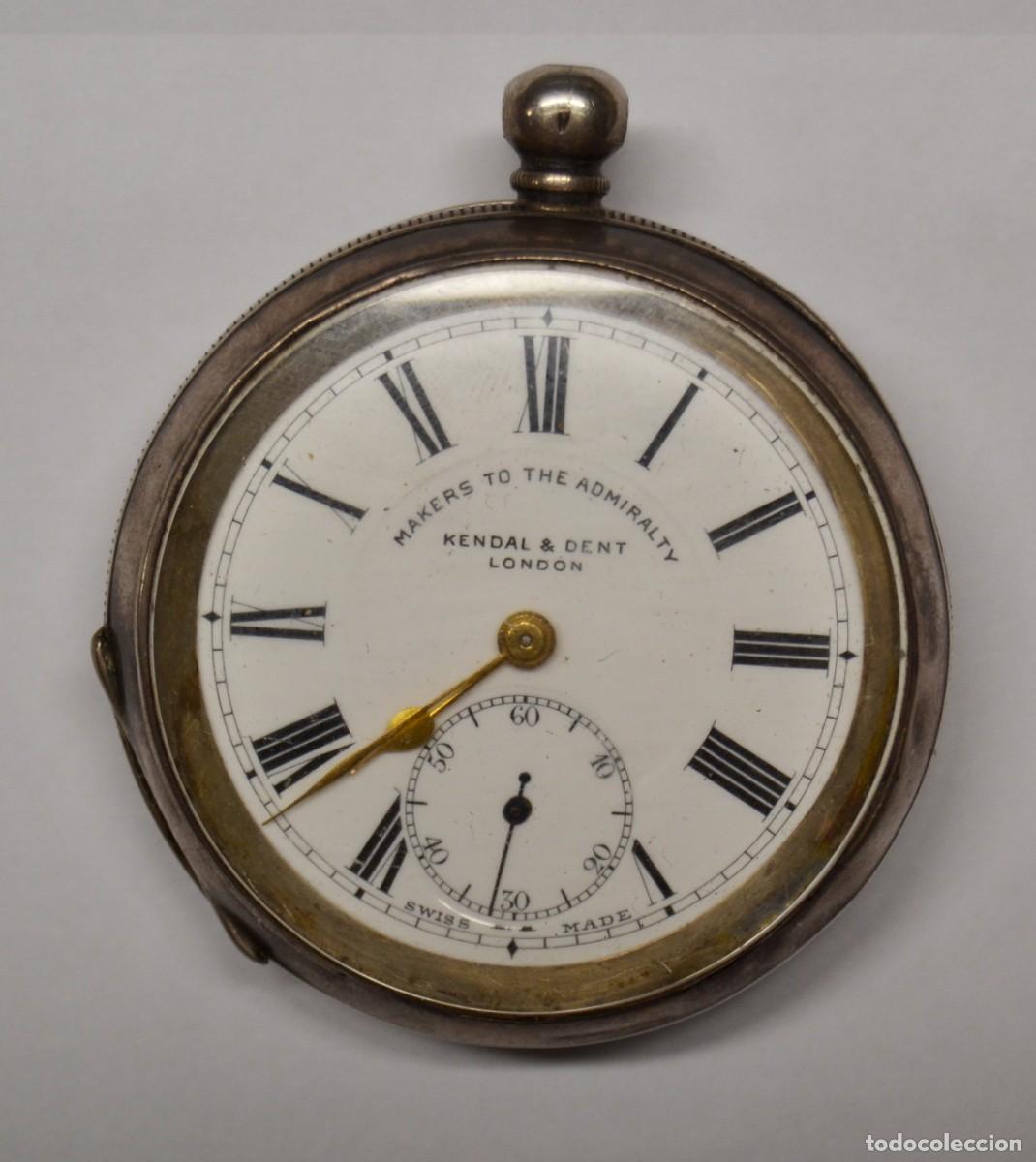 Relojes de bolsillo: RELOJ ANTIGUO BOLSILLO PLATA - KENDAL & DENT - LONDON SWISS MADE - LOTE 040