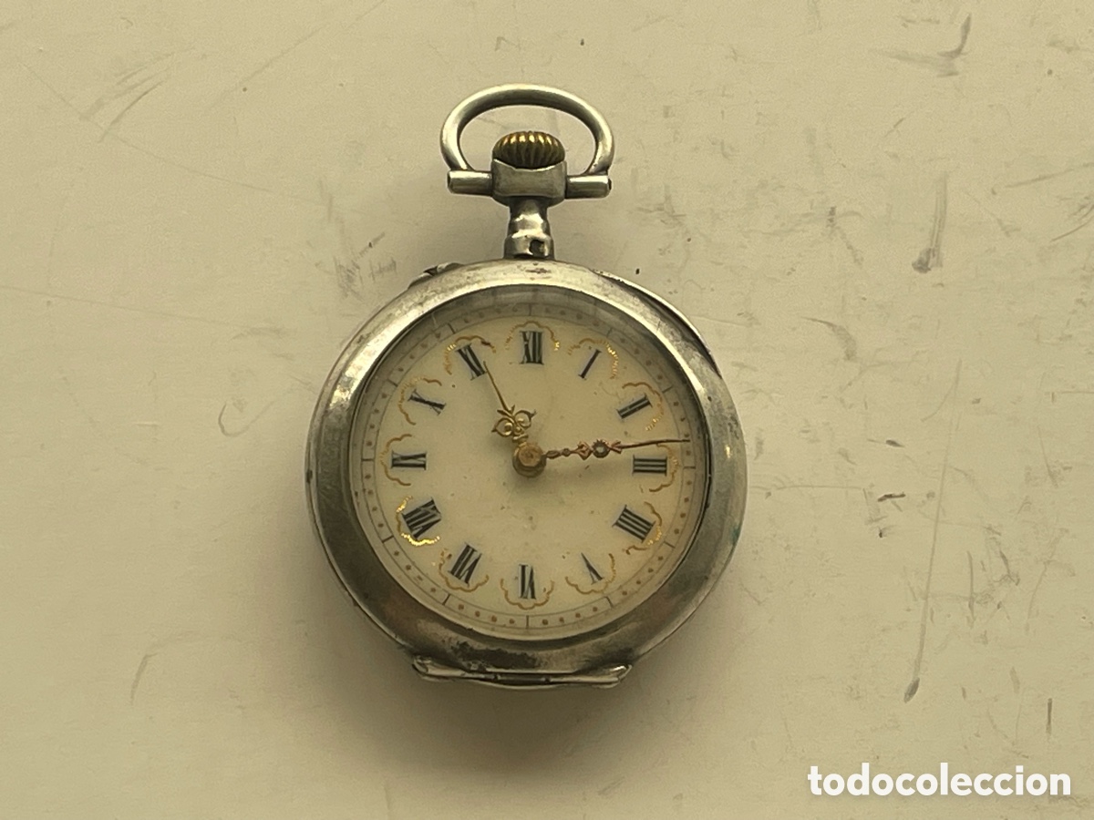 Relojes de bolsillo: Reloj bolsillo/colgante dama, plata Argent Fin, grabado floral