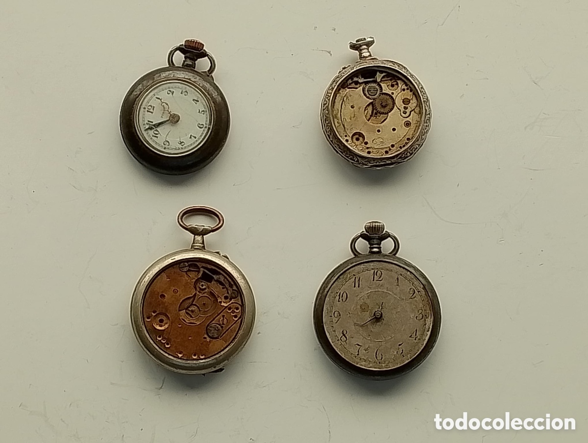 Relojes de bolsillo: Lote 4 Relojes Bolsillo Antiguos Para Reparar Piezas