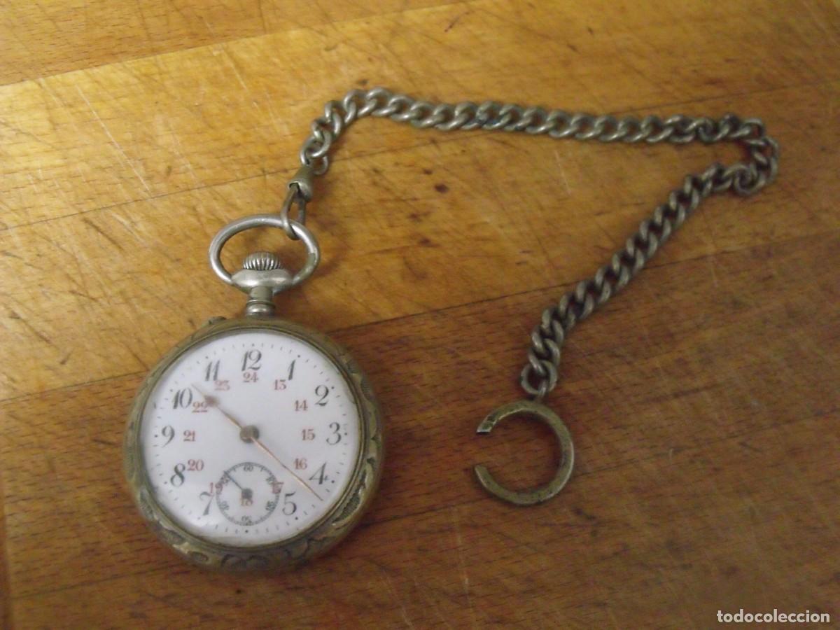 Relojes de bolsillo: ANTIGUO RELOJ BOLSILLO EN ARGENTAN-A&Ntilde;O 1920-LOTE 259-100-FUNCIONA-LEONTINA EPOCA