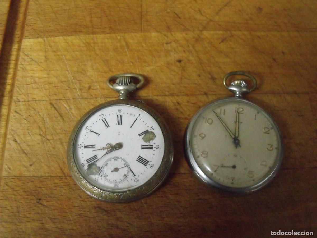 Relojes de bolsillo: 2 RELOJES BOLSILLO ANTIGUOS EN ARGENTAN-LOTE 259-100