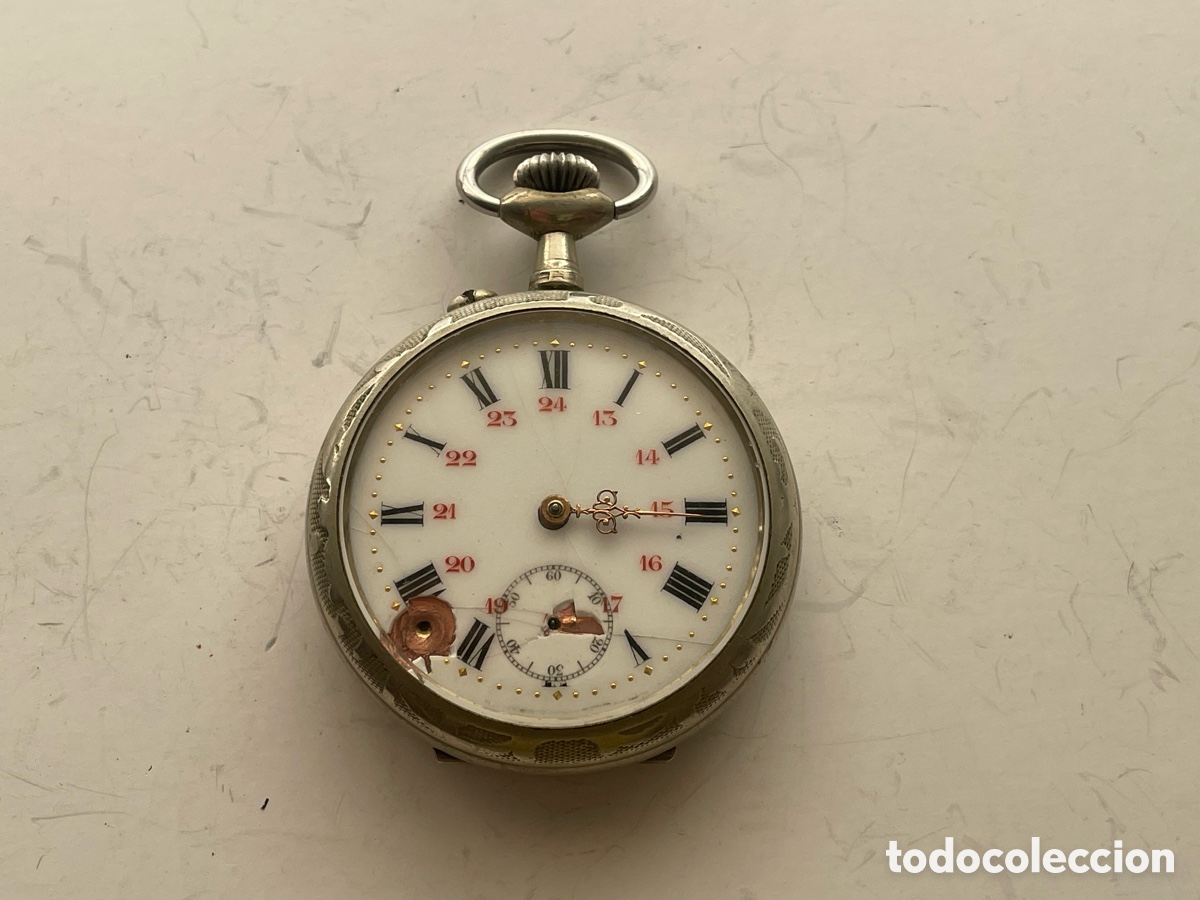 Relojes de bolsillo: Reloj de bolsillo esfera doble numeraci&oacute;n 1-24, para piezas