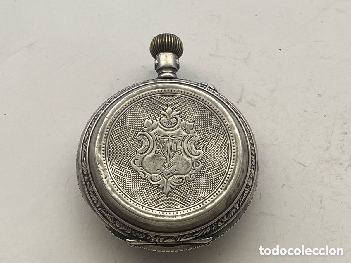 Relojes de bolsillo: Reloj bolsillo saboneta Mazzantini Gen&egrave;ve 55 mm, caja plata 0,800