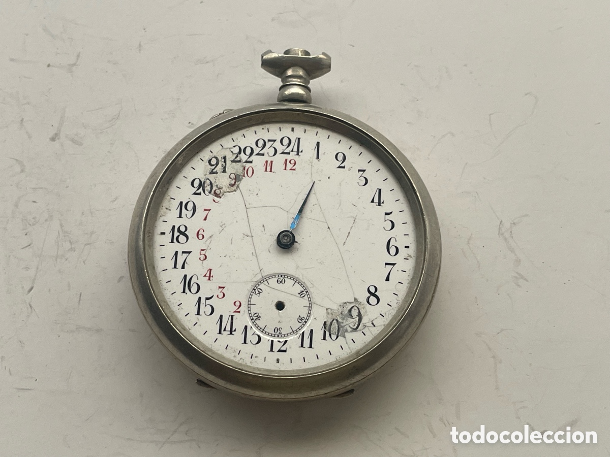 Relojes de bolsillo: Reloj de bolsillo antiguo esfera 24 horas doble numeraci&oacute;n - para piezas