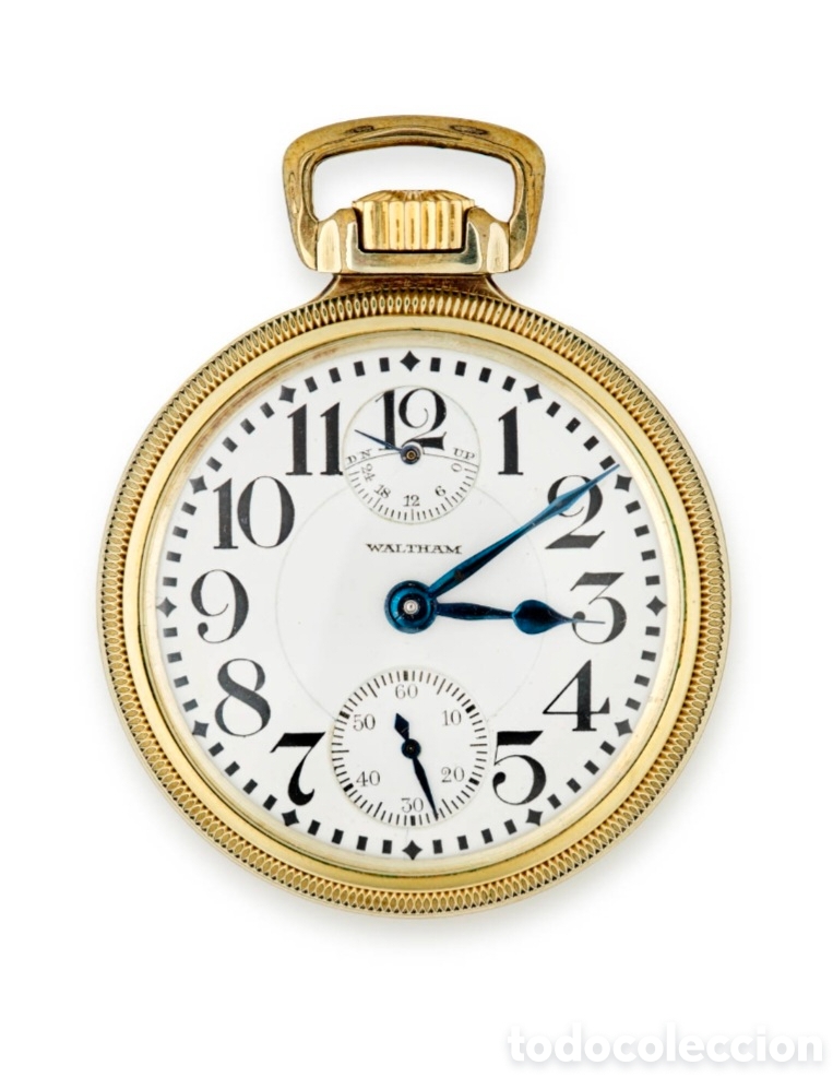 Relojes de bolsillo: *WALTHAM - Railroad Pocket Watch 1920 Esfera Montgomery reserva de marcha arriba