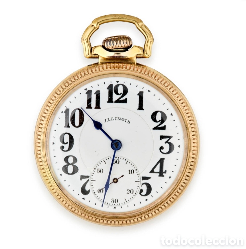 Relojes de bolsillo: ILLINOIS WATCH CO. - Railroad Pocket Watch, 1910 Bunn Special 21 joyas Funcionando
