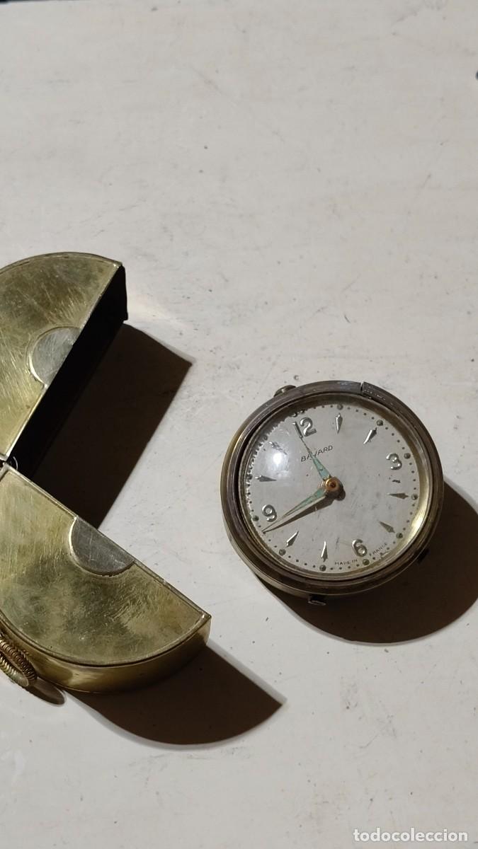 Relojes de bolsillo: Pendulette r&eacute;veil de voyage Bayard coque huitre 1930 bronze