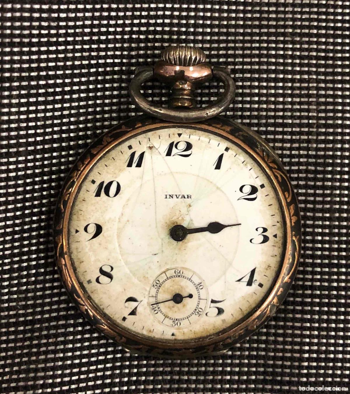 Relojes de bolsillo: RELOJ DE BOLSILLO INVAR NIEL OR. PLATA 900. MARCADO. NO FUNCIONA